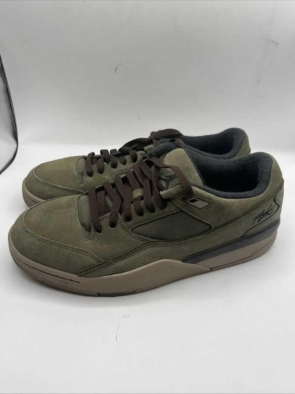 Air Jordan Flight Court Olive Khaki Suede Trainers - US 10.5 Men’s HF3255-202